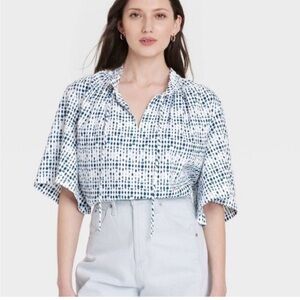 NWT Blue and White Billowy Blouse